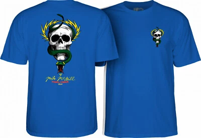 Powell Peralta Mike McGill SKULL AND SNAKE Skateboard T Shirt ROYAL BLUE - Image 1 of 3