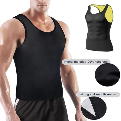 Men Waist Trainer Vest for Weight Loss Sauna Hot Neoprene Body Shaper Tank Top - Image 1 of 4