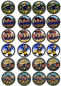 24 Muffin & Cupcake Aufleger Oblate - Fondant  Feuerwehrmann Sam C4 - Bild 1 von 1