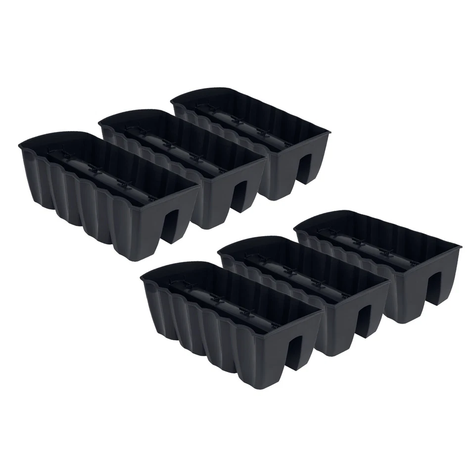 6x Blumenkasten 60cm Hängetopf Blumentopf Balkontopf Geländertopf DCRO Anthrazit - Bild 1 von 4