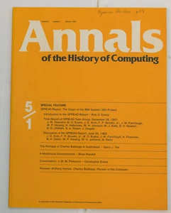 ANNALS OF THE HISTORY OF COMPUTING VOL 5 Number 1 1983 OWNER ARTICLE IN MAGAZINE - Picture 1 of 1