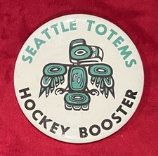 Vintage 1960's Seattle Totems WHL Hockey Booster Pin Pinback Button Early Old