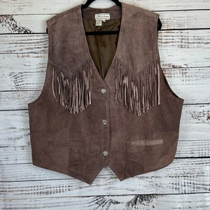 Damen August Max Woman Braun Wildleder Leder Western Weste Fransen Azteken - Größe 22 - Bild 1 von 6