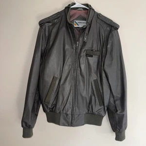 Members Only Lederjacke Herren 42 grau Vintage 80er Europe Craft Bomber Racer - Bild 1 von 21