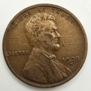 1928 D Lincoln Wheat Cent Woody XF Holzmaserung Penny unsachgemäße Legierung Mischungsfehler EF - Bild 1 von 4
