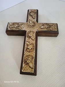 Cruz Milagro Crucifijo Arte Mexicano Madera Marrón Metal Oración Religiosa 15"×12"×2" - Imagen 1 de 11