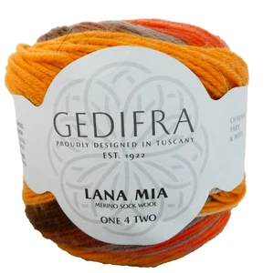 Gedifra LANA MIA Garn ONE 4 TWO 100g ergibt 2 Socken in Farbe 972 orange braun - Bild 1 von 8