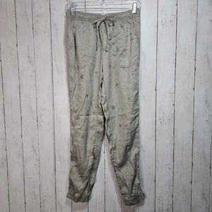 C&C California Pants Gray Stars Jogger Drawstring Pockets Ankle Zips Size Small - Picture 1 of 10