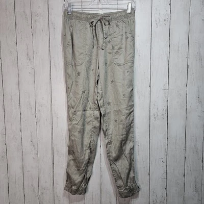 C&C California Pants Gray Stars Jogger Drawstring Pockets Ankle Zips Size Small - Image 1 of 4