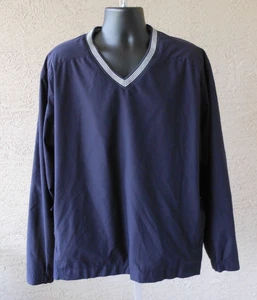 Lands End Mens Size XL 46-48 Golf Lined Pullover Windshirt Navy Blue Zip Pockets - Picture 1 of 9
