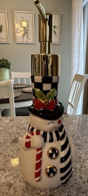 NUEVO MacKenzie Childs NOSTALGIA MUÑECO DE NIEVE DISPENSADOR DE JABÓN Foto 1 de 4