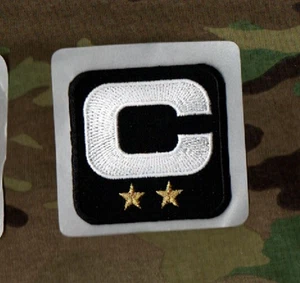 2025 Football Season BLACK Generic TWO 2-⭐⭐- Star Stick-on CAPTAIN White C-PATCH - Picture 1 of 5
