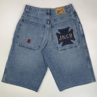 Pantalones Cortos Cruzados De Colección Y2k JNCO Motocicleta Denim Para Hombre Talla 32 Dobladillo Foto 1 de 4
