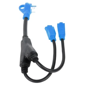 RV Power Cord Adapter 30 amp Male to (2) 15 amp Female Connectors Y Split - Picture 1 of 23