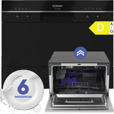 Bomann Tisch Geschirrspüler schwarz 6 Maßgedecke Mini Spülmaschine TSG 7405 - Bild 1 von 4
