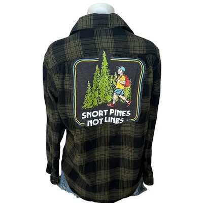 Camisa Retro Snort Pines No Líneas Franela Cuadros MEDIANA Gran Tamaño Única Divertida Foto 1 de 4