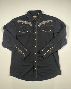 Camisa Scully Western Para Hombre Mediana Negra Notas Musicales Bordadas Botones a Presión - Imagen 1 de 7