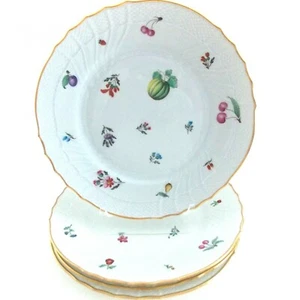 RICHARD GINORI "PERUGIA" VIER (4) WEISSE SPEISETELLER KÜRBIS FRÜCHTE BLUMEN  - Bild 1 von 7