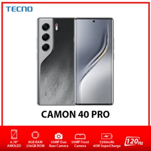TECNO Camon 40 Pro 4G Dual SIM Unlocked Android Mobile Phone – Black/8GB+256GB - Picture 1 of 3