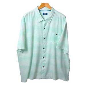 Hawaiian Mens 3XL Shirt Tropical Green Short Sleeve Button Up Camp Beach Summer - Picture 1 of 10