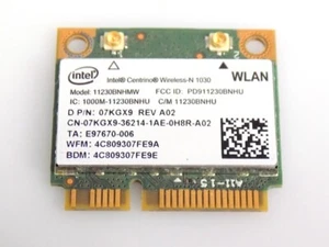 Demi-mini carte Dell 07KGX9 Intel 1030 Wifi WLAN PCI-E 802,11n 150 Mbit/s 2,4 GHz - Photo 1/1
