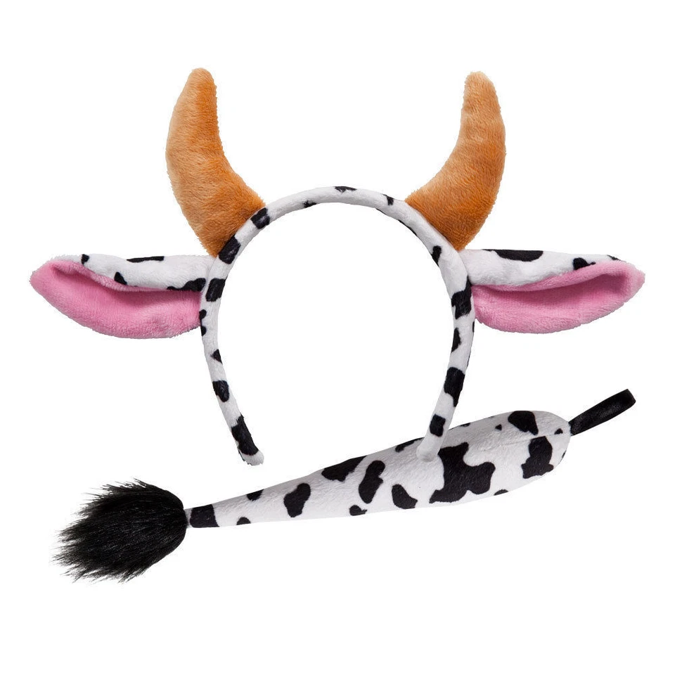 JOKESHOP.COM Cow Set (Ears & Tail) Set Fancy Dress Costume Kids Adults Farm Yard Animal