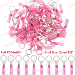 50/500PCS Waterproof Heat Shrink Wire Connector 10mm 3/8" Ring Terminal 22-16AWG - Picture 1 of 19