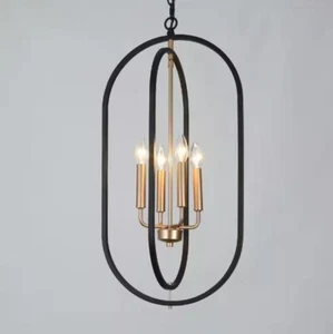 Zevni 4-Light Farmhouse Lantern Dark Gold Dining Room Chandelier NEW - Picture 1 of 6