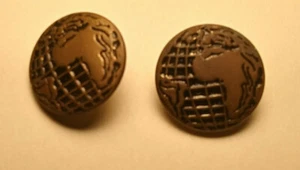 Vintage 2 Copper Buttons with Earth Globe Map Africa Sewing - Picture 1 of 7