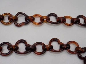 1 MT CATENA CATENE POLIESTERE TARTARUGATA MARRONE CUORI PER BORSE CINTURE BIGIOT - Picture 1 of 1