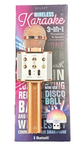 MVMT Wireless Karaoke 3-in-1 Microphone & Speaker with Mini USB Disco Ball New - Picture 1 of 12