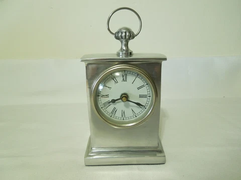 Wellgain Quartz Shiney Cast Aluminum Carriage Desk / Shelf Clock Made in India Cover