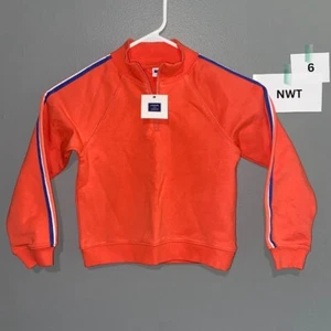 Janie and Jack Girls Orange 1/4 Zip Long Sleeve Shirt Sweatshirt - Size 6 - Picture 1 of 2
