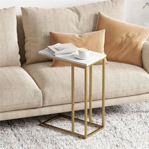 Portable Stoned Side Table C Shaped End Table for Couch Sofa Bed Large Desktop - Picture 1 of 12