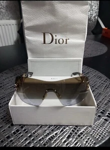 Vintage Dior Spuns Rimless Vizor Gold Shield - Picture 1 of 5