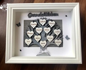 Personalised 3D Box Frame Family Tree Gift Unique Keepsake Home Art Decor - Picture 1 of 3