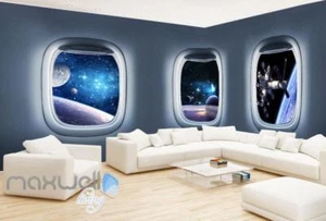 3D Space Craft Window View Wall Murals Wallpaper Paper Art Print Decor - Picture 1 of 8