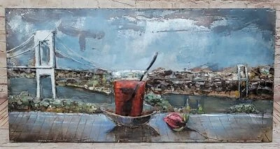 Campo Francia región vinícola con rosa roja serena pintura 3D para venta de pared Foto 1 de 4