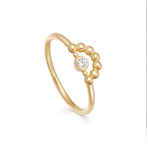 Sunset Dainty Sterling Silver Gold Plated CZ Ring stacking rings dainty delicate - Imagen 1 de 3