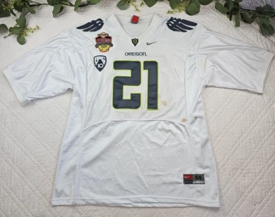 VTG Nike Oregon Ducks Mens White Football Jersey LaMichael James Size 54 - Image 1 of 4