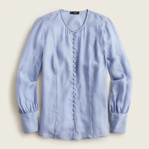 Blusa J Crew BD791 NUEVA CON ETIQUETAS Talla Para Mujer 0 Suave Sedosa Eco Cupro-Mezcla Cubierta Botones - Imagen 1 de 1