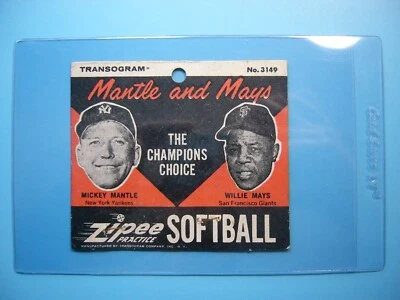 1958-1968 TRANSOGRAM ZIPEE SOFTBALL MICKEY MANTLE WILLIE MAYS CARD PHOTO NICE!! - Image 1 of 4