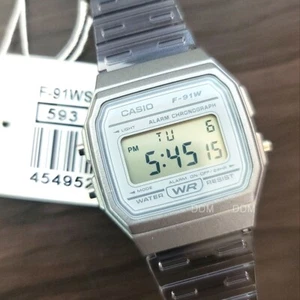 Reloj digital unisex Casio F-91WS-8DF vintage de resina transparente original nuevo - Imagen 1 de 6