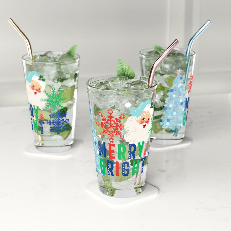 Vaso de pinta, diseño de Papá Noel, regalo de Navidad, regalo de inauguración, vaso de cerveza de 16 oz, Foto 1 de 1