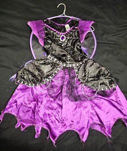 Wicked Girls Spider Witch Halloween Play Costume + hat Size 4-6(S) - Picture 1 of 9