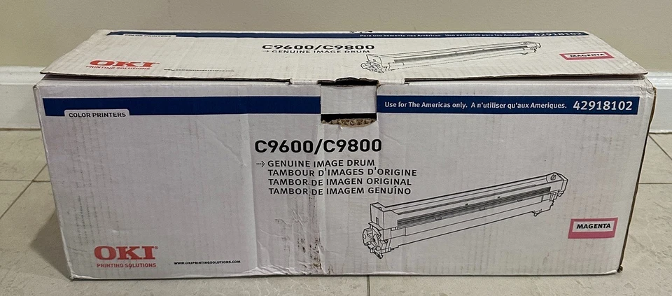 OKI 42918102 Magenta Image Drum C9600 C9800 - Open Box – Torn Foil & Toner Leak - Image 1 of 4