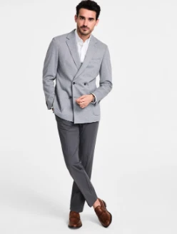 Abrigo Blazer Deportivo Michael Kors Para Hombres Calce Clásico Doble Pecho 48 R Gris Sólido Foto 1 de 3