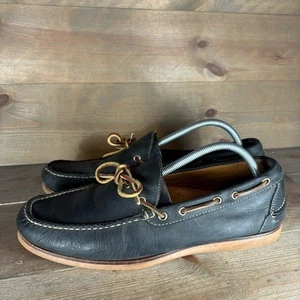 ll bean signature mens size 12 shoes black leather handsewn moc boat shoes - Picture 1 of 8