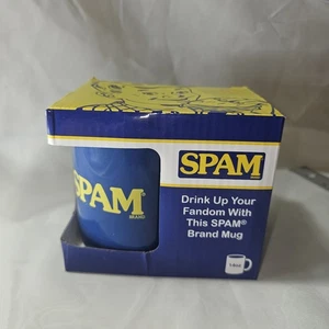 Spam Branded Coffee Mug Dark Blue and Yellow - Picture 1 of 5