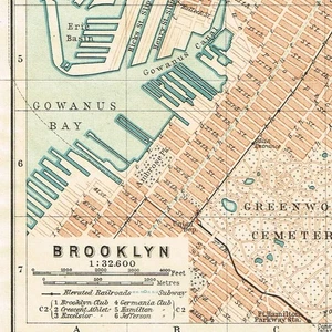 BROOKLYN 1909 USA Original Karte Stadtplan New York City USA - Bild 1 von 9